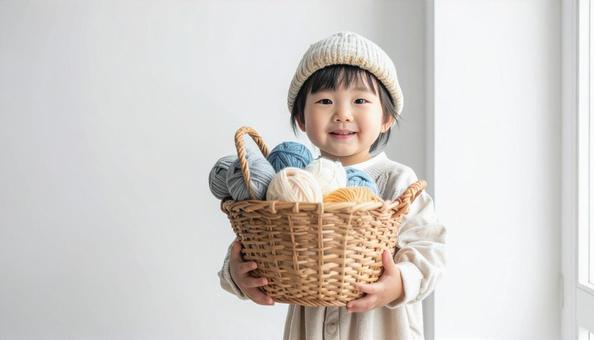 毛糸と子供 毛糸と子供の写真