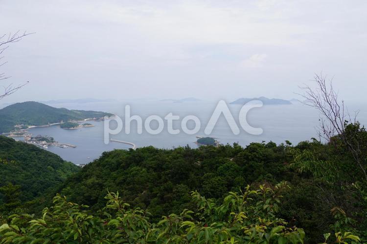 展望台からの海の景色 広島県,福山市,沼隈町の写真素材