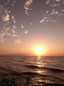 水平線と夕日 水平線と夕日 の写真
