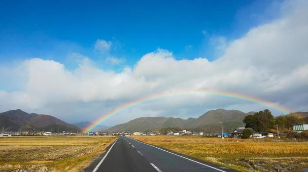 虹 2020 虹,アーチ,道の写真素材