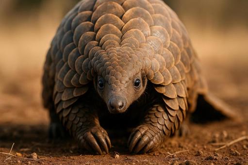 絶滅危惧種、センザンコウの正面顔 絶滅危惧種、センザンコウの正面顔の写真