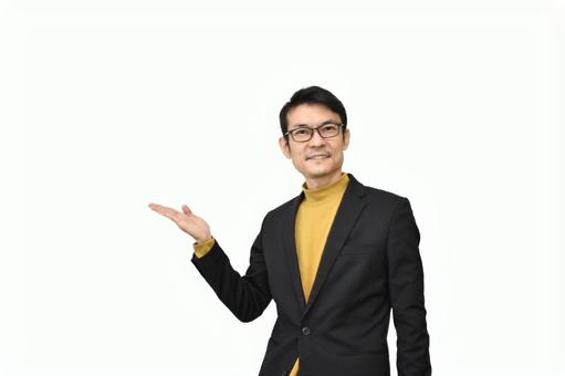 提案する男性 求職者,男性,白バックの写真素材