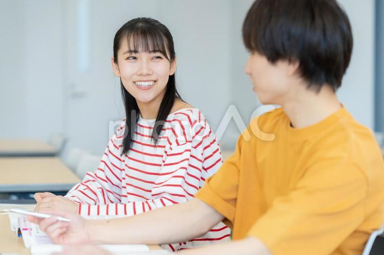勉強をする男女の大学生 教育,塾,勉強の写真素材