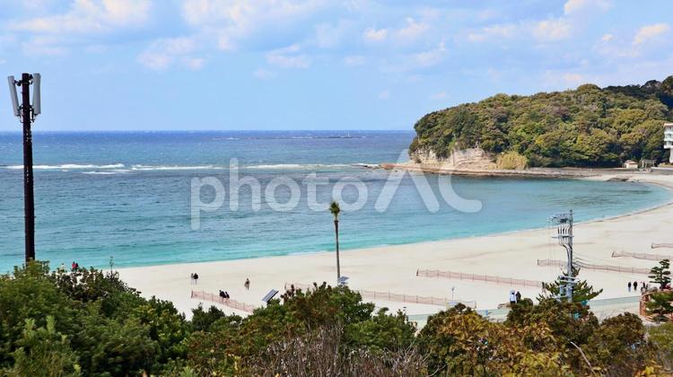 青空と白い砂浜が広がる白良浜 白良浜,砂浜,青空の写真素材