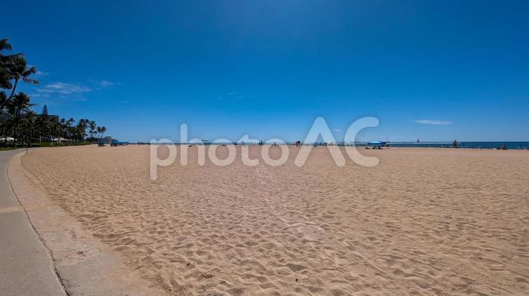 ハワイの海の青空と砂浜の風景 海,夏,空の写真素材