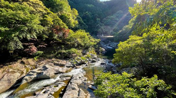 雄淵雌淵公園の奇石渓谷美 雄淵雌淵公園の奇石渓谷美 雄淵雌淵公園,佐賀市,古湯温泉の写真素材