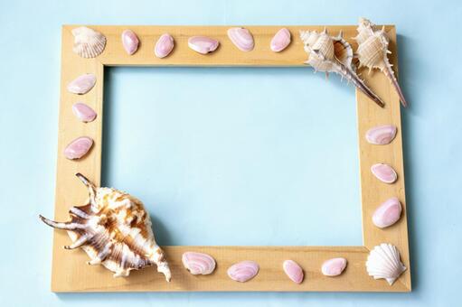 貝殻のフレーム 貝殻,フレーム,ブルーの写真素材