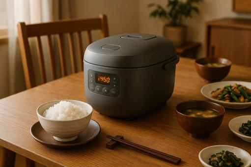 現代的な炊飯器と食卓の写真