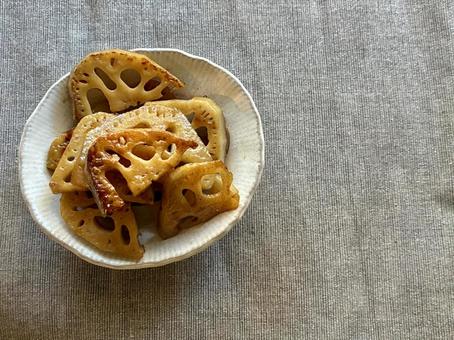 蓮根料理 料理,蓮根,甘辛煮の写真素材