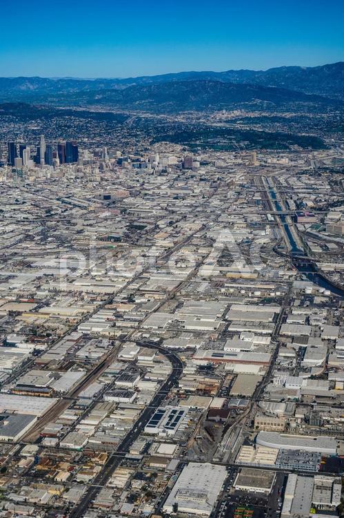 ロサンゼルス市街の航空風景 ロサンゼルス,航空風景,都市の写真素材