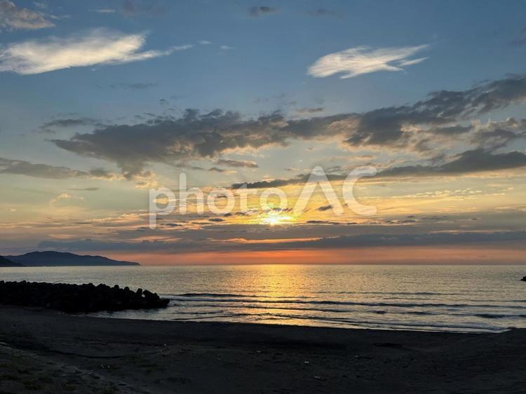 夕暮れの海　日本海② 海,日本海,うみの写真素材