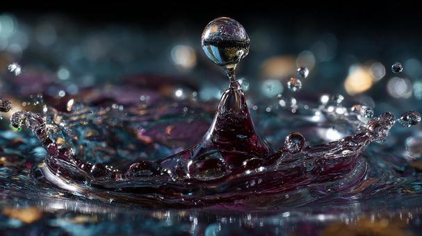 輝く水滴と広がる波紋 輝く水滴と広がる波紋の写真