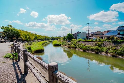 【鳥取】一級河川 袋川 鳥取,観光,駅近の写真素材
