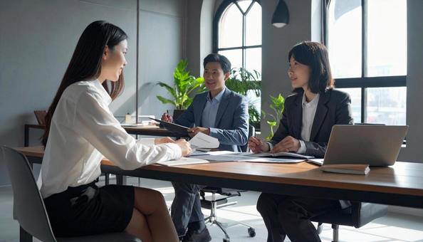 取材するWebライターの写真