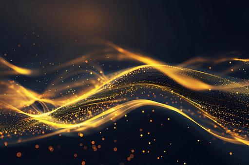 金色の光の粒子が舞う華やかな抽象背景の写真