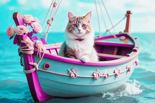 ボートで遊ぶ猫4の写真