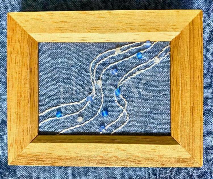 モチーフ刺繍・天の川(額入り) 濃紺,ライン,背景の写真素材