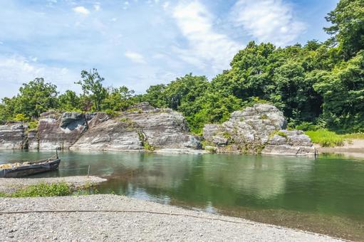 長瀞の河原 長瀞,荒川,河原の写真素材