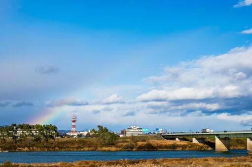 虹⒇ 虹,七色,川の写真素材