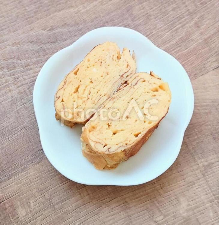 厚焼きたまご 玉子焼,シンプル,だし巻き玉子の写真素材