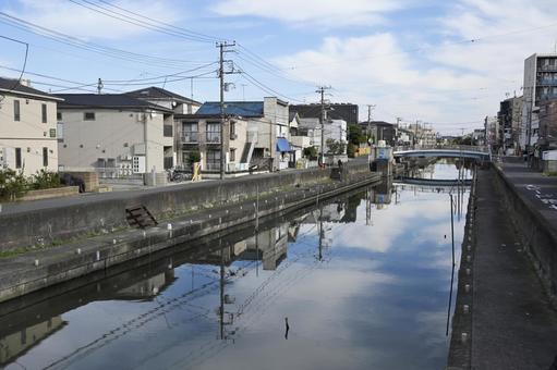 浦安.境川 風景,浦安市,浦安の写真素材