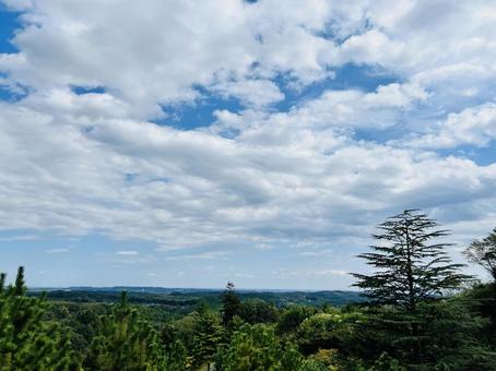 丘陵地帯の緑豊かな眺望 丘陵地帯の緑豊かな眺望 ゴルフ場,景色,風景の写真素材