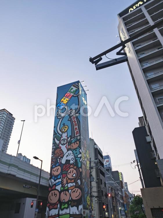 大阪の空 大阪,阪神高速,ビルの写真素材