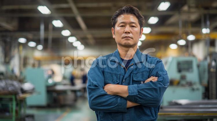 熟練作業員のまなざし 工場,作業員,男性の写真素材