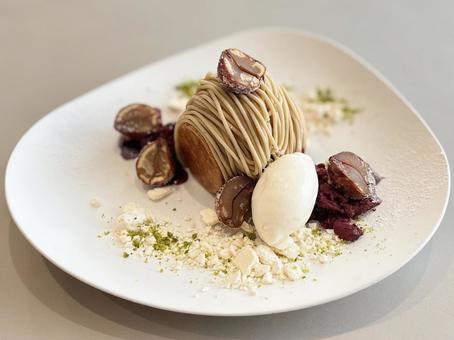 和栗のミルフィーユ 栗,マロン,モンブランの写真素材