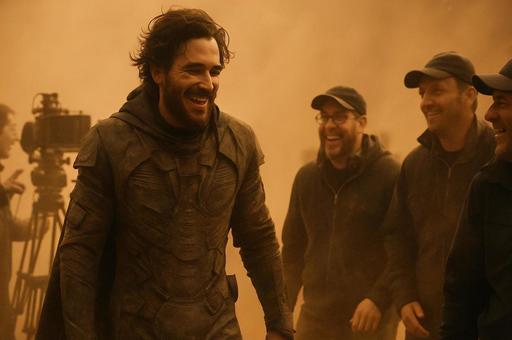 砂嵐に包まれた撮影現場の写真