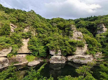 塔のへつりの風景 塔のへつりの風景 塔のへつり,渓谷,断崖の写真素材