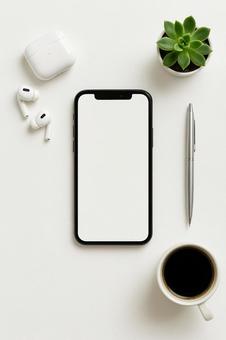 白背景のスマホ 白背景のスマホの写真