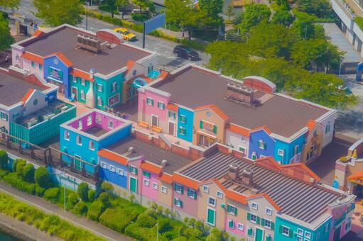 カラフルな横浜街並み 横浜,みなとみらい,建物の写真素材