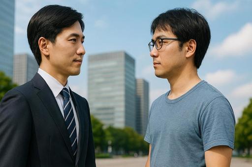 未来の自分から今の自分・ビジネスマン 未来の自分から今の自分・ビジネスマンの写真