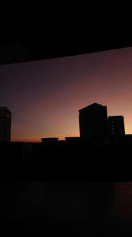 夕焼けシルエット 夕焼けシルエットの写真