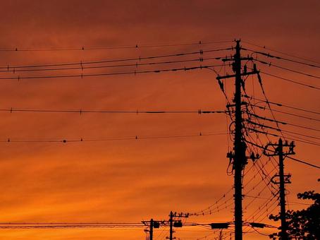 黄昏時〜10月〜① 20251008 黄昏時〜10月〜① 20251008 電線,空,黄昏時の写真素材