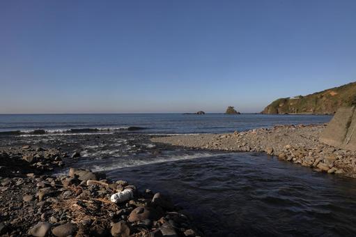 谷根川河口 谷根川,河口,波の写真素材