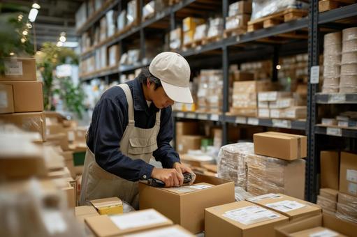 通販のバックヤードで働く店員3の写真