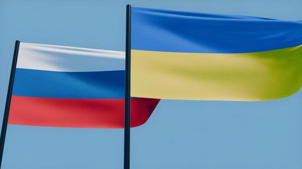 ロシアとウクライナ国旗4K・風になびく ロシアとウクライナ国旗4K・風になびく ロシア,ウクライナ,国旗の写真素材