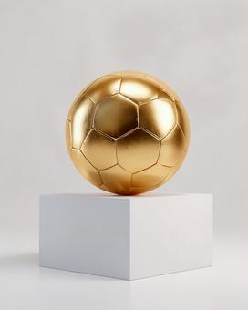 勝利を象徴する金色のサッカーボールの写真