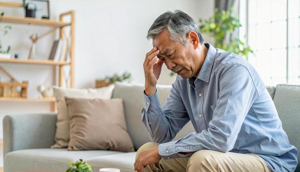 60代の悩む男性イメージ 60代の悩む男性イメージの写真