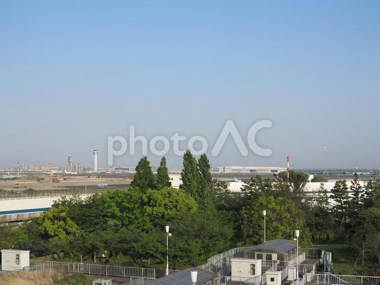 森ケ崎公園から羽田空港を望む あおぞら,交通,大田区の写真素材