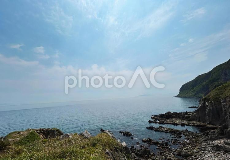 北海道・函館・立待岬 月,ムーン,きれいの写真素材
