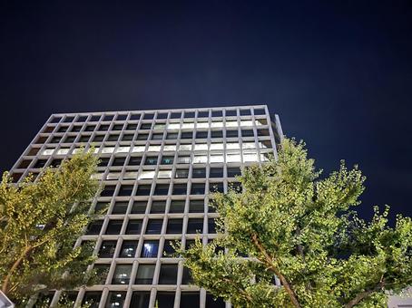 電灯のつくオフィスビル 電灯のつくオフィスビルの写真