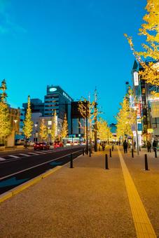 【佐賀】佐賀駅の周辺　イルミネーション 佐賀駅,佐賀,駅前の写真素材