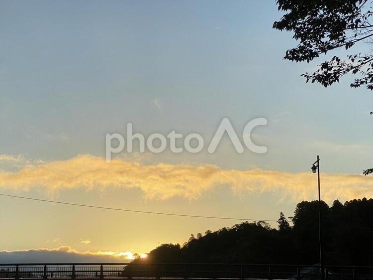 ある日の夕日 夕焼け,景色,自然の写真素材