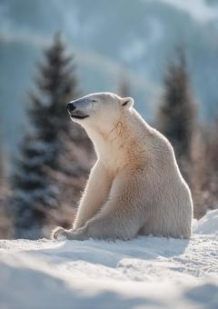 自然保護を訴えるホッキョクグマの眼差し 自然保護を訴えるホッキョクグマの眼差しの写真