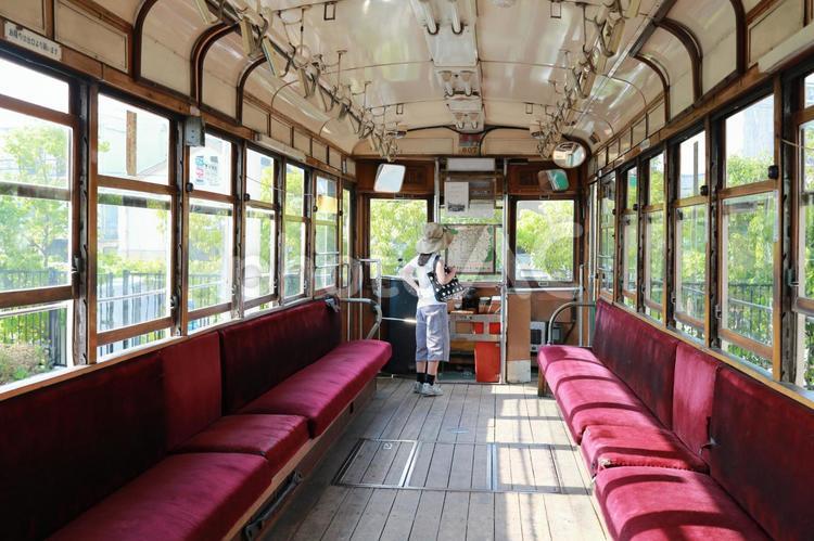 昭和の車両 電車,車内,レトロの写真素材