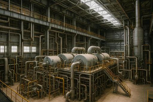 発電所の工場設備の内部の写真