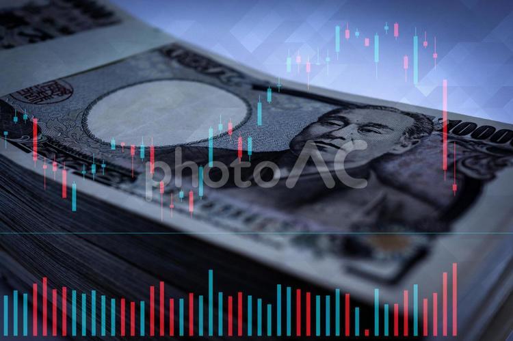 下落する株価 経済危機 1006 株価,かぶか,株の写真素材